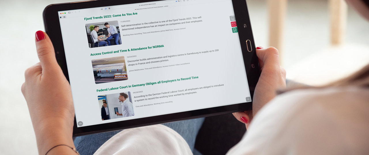 Nieuws van OPERTIS GmbH weergegeven op een tablet.